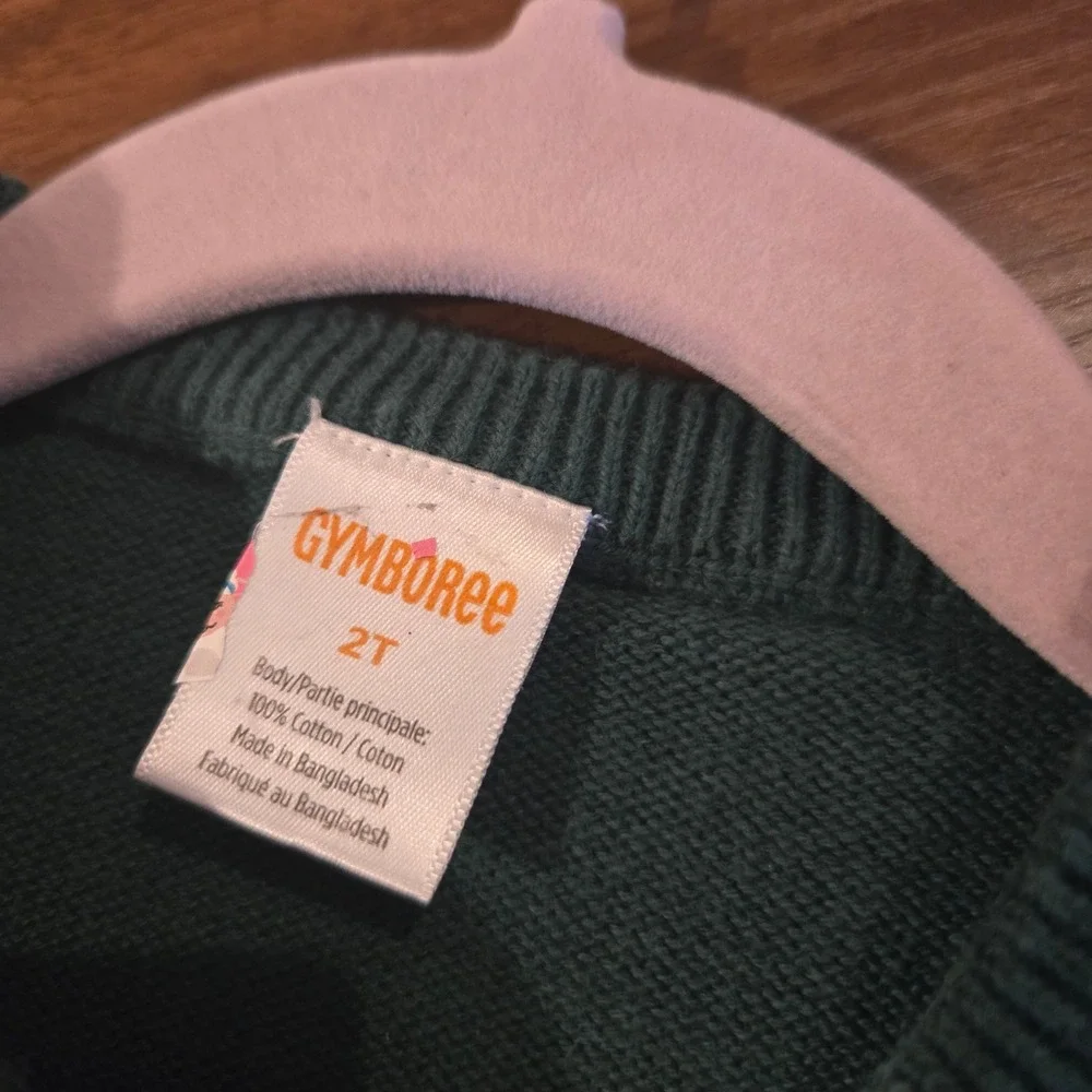 Gymboree Toddler Girls Fox Fair Isle Sweater Dress Green 100% Cotton 2T F2024